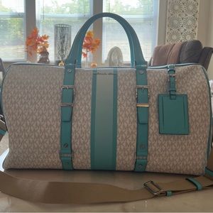 MICHAEL KORS duffle bag. Teal. 20in long, 11in tall 9in deep. BRAND NEW!